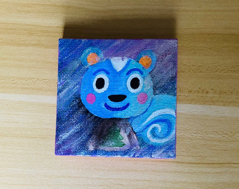 Mini Canvas Painting with Easel Animal Crossing Filbert Etsy
