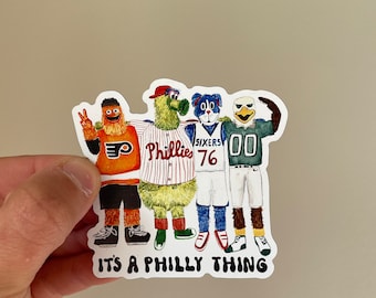 Philadelphia Sports Mascots Magnet, Watercolor Art