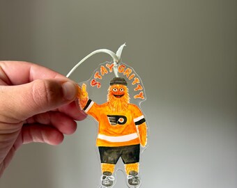 Hand-Painted Gritty Ornament, Philly Hockey Fan Art