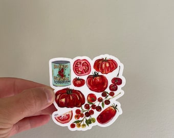 Waterproof Tomatoes Sticker - Hand-Painted Design
