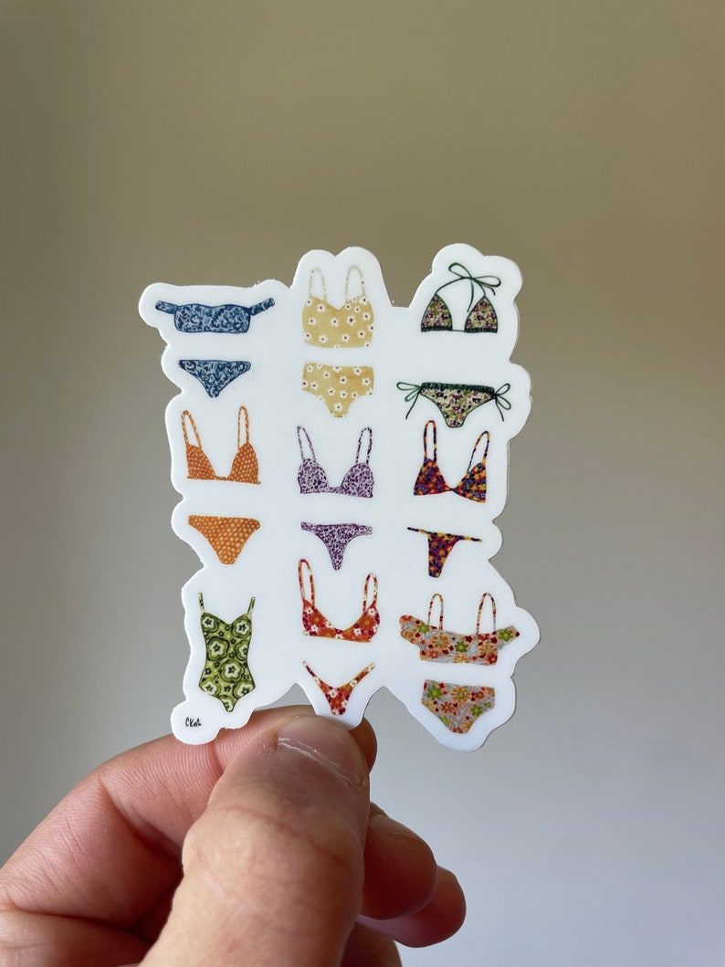 Hand-painted Bikini Sticker, Waterproof Swimsuit Art - Etsy