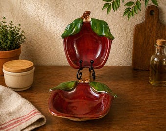 Vintage Franciscan Apple USA Butter Pat Teabag Spoon Rest Lot of 2