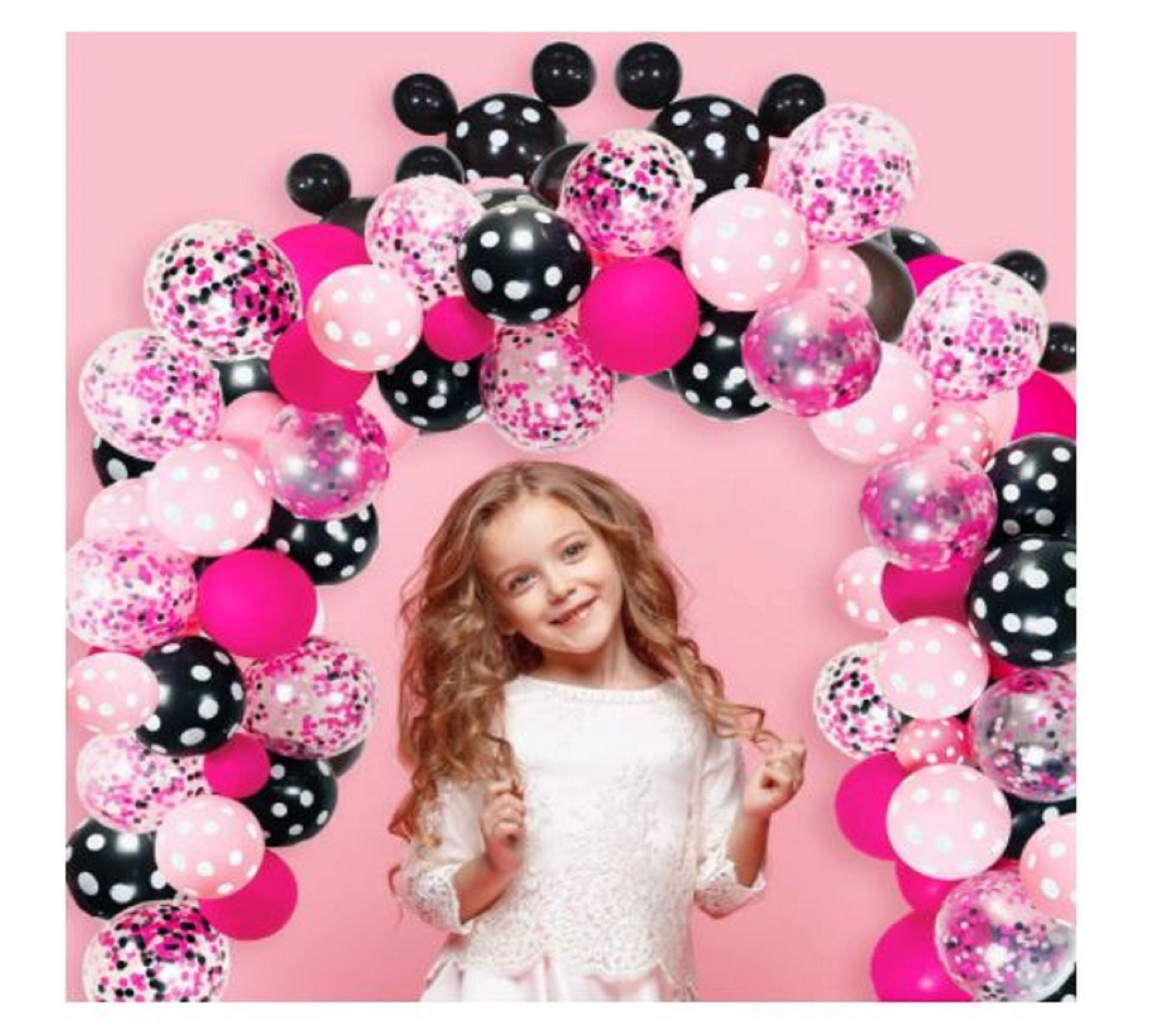 PASOCON rose red black hot pink balloon garland arch kit - 117pcs rose red  hot pink black balloon silver confetti balloons for girl 1