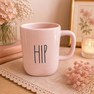 Rae Dunn HIP HOP Mug Pink Ceramic Coffee Cup Artisan Magenta 20 oz