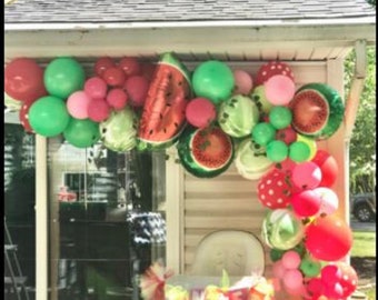 107 Pieces Watermelon Party Balloons Garland/Tropical Party/Summer Party/Baby Shower/Kids Party