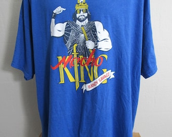WWE Männer 3XL Macho King Randy Savage Blau Pro Wrestling T-Shirt!
