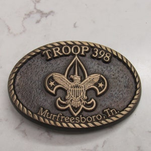 Vintage Bronze Boy Scouts Murfreesboro, fibbia della cintura del Tennessee!