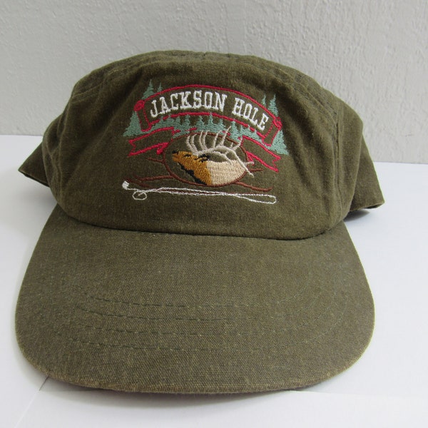 Vintage 90's Jackson Hole Elk Hunting Strap Back Baseball Hat OSFM Men!