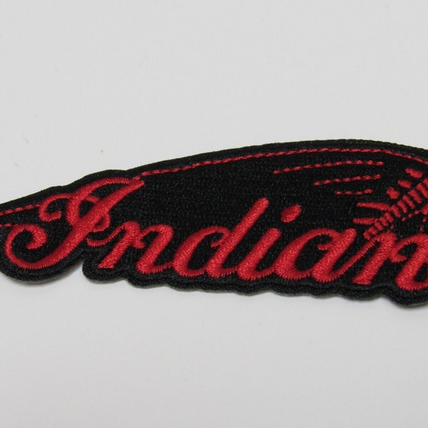 Retro Indian Motorcycle Black And Red Chief Biker Patch Iron On New 4" Length!