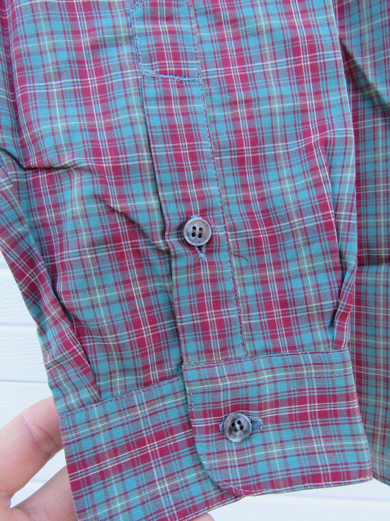Vintage 1979 Levi's NWT Green Red Button Down Shi… - image 5