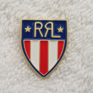 Double RL Ralph Lauren USA Flag Logo Brass Lapel Button Pin!