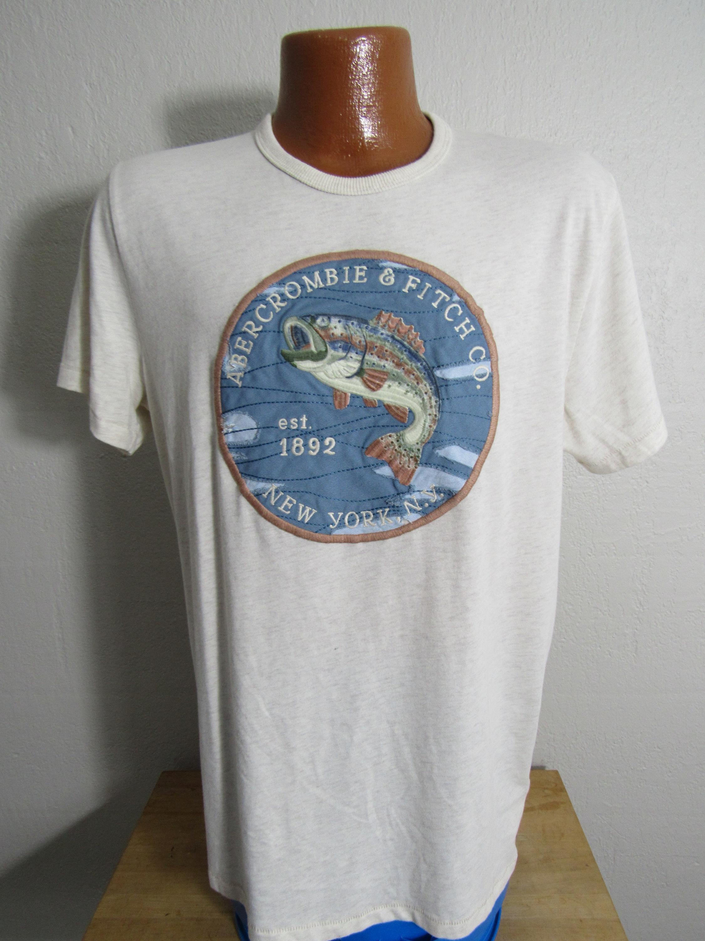 T-shirt de pêche rétro Abercrombie Fitch pour homme, taille moyenne !