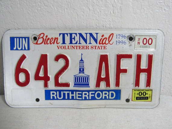 Vintage Tennessee Bicentennial License Plate 90's Y2K Wall Decor