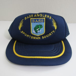 Vintage Bass Anglers Sportsman Society Blue Snap Back Trucker Hat OSFM Men!