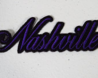 Vintage Purple Felt Nashville Cursive Script Iron On Patch!