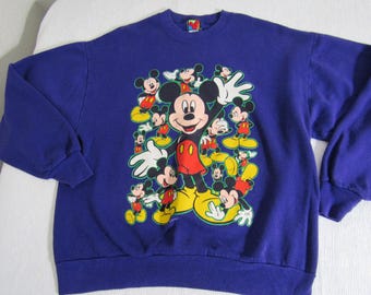 ¡Sudadera vintage de Mickey Mouse de Disney en color morado grande para mujer!