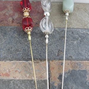 Bundle Of 3 Vintage Victorian Style Ornate Decorated Stick Pins For Scarfs Or Hats!