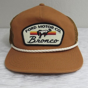 Retro Ford Broncos Men&#39;s Brown Snap Back Trucker Hat Fits Most Heads OSFM!