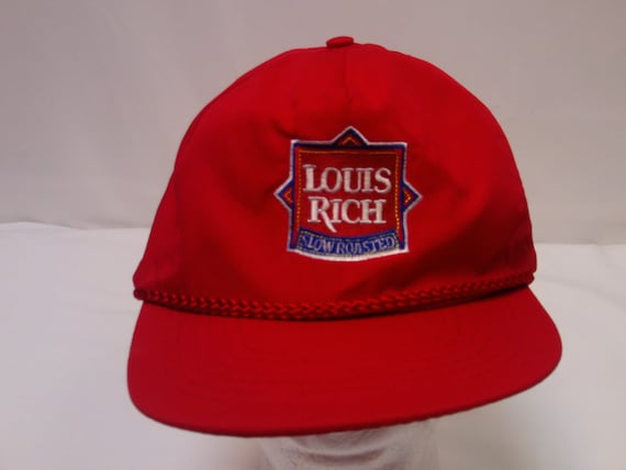 Vintage Louis Rich Slow Roaster Coffee Red Strap Back Trucker Hat