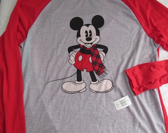 Disney Men's XL NWT NOS L/S Mickey Mouse Crew Neck Shirt New!