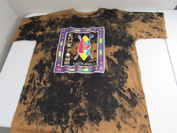Vintage Men's South Africa Graphic Brown Tie Dye T-shirt Vintage Men's South Africa Graphic Brown Tie Dye T-shirt