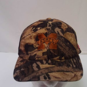 Vintage USA Made Camo Mississippi State Adjustable Strap Back Trucker Hat OSFM