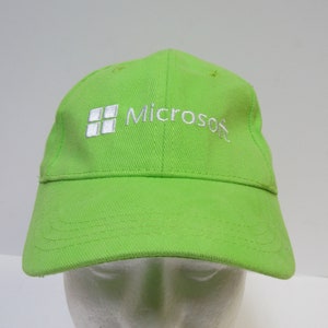 Vtg. Microsoft Gamer Lime Adjustable Strap Back Trucker Hat Fits S/M Adult Heads