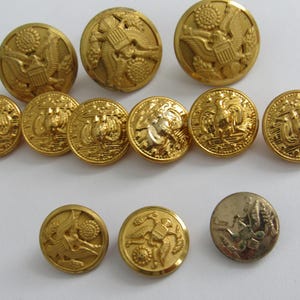 Vintage Lot Of 12 Brass Military Antique USA Soldier Uniform Buttons Unknown Ages!