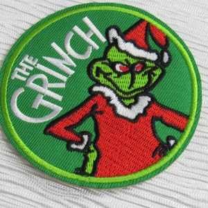 Retro The Grinch Who Stole Christmas Green Santa Embroidered Patch!