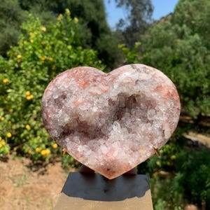 Pink Amethyst Druzy Heart on Stand