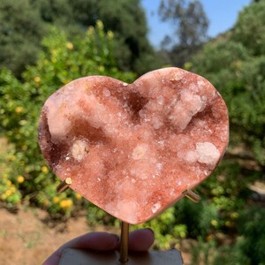 Pink Amethyst Druzy Heart on Stand
