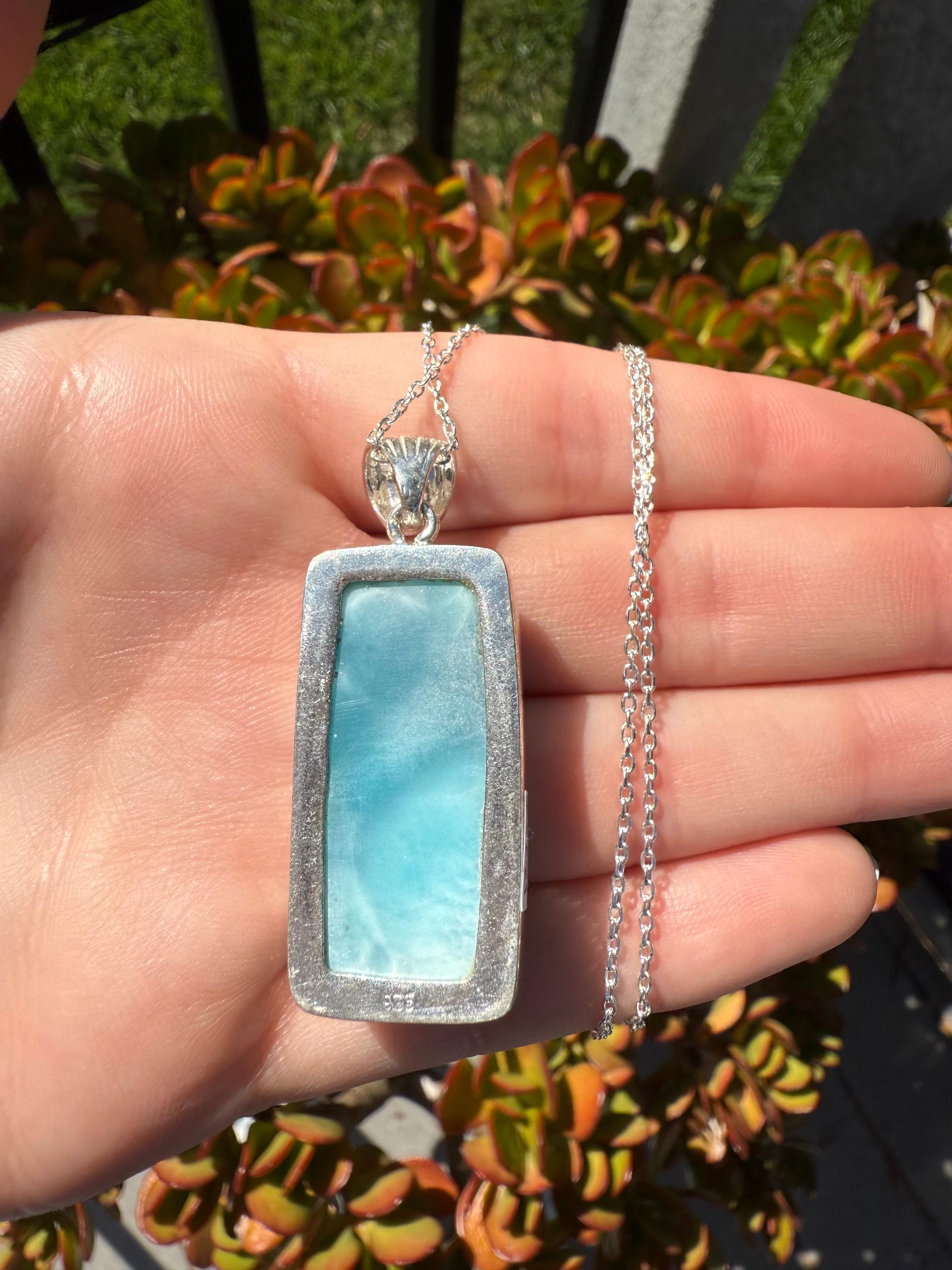 ラリマー長方形ペンダント - Etsy 日本