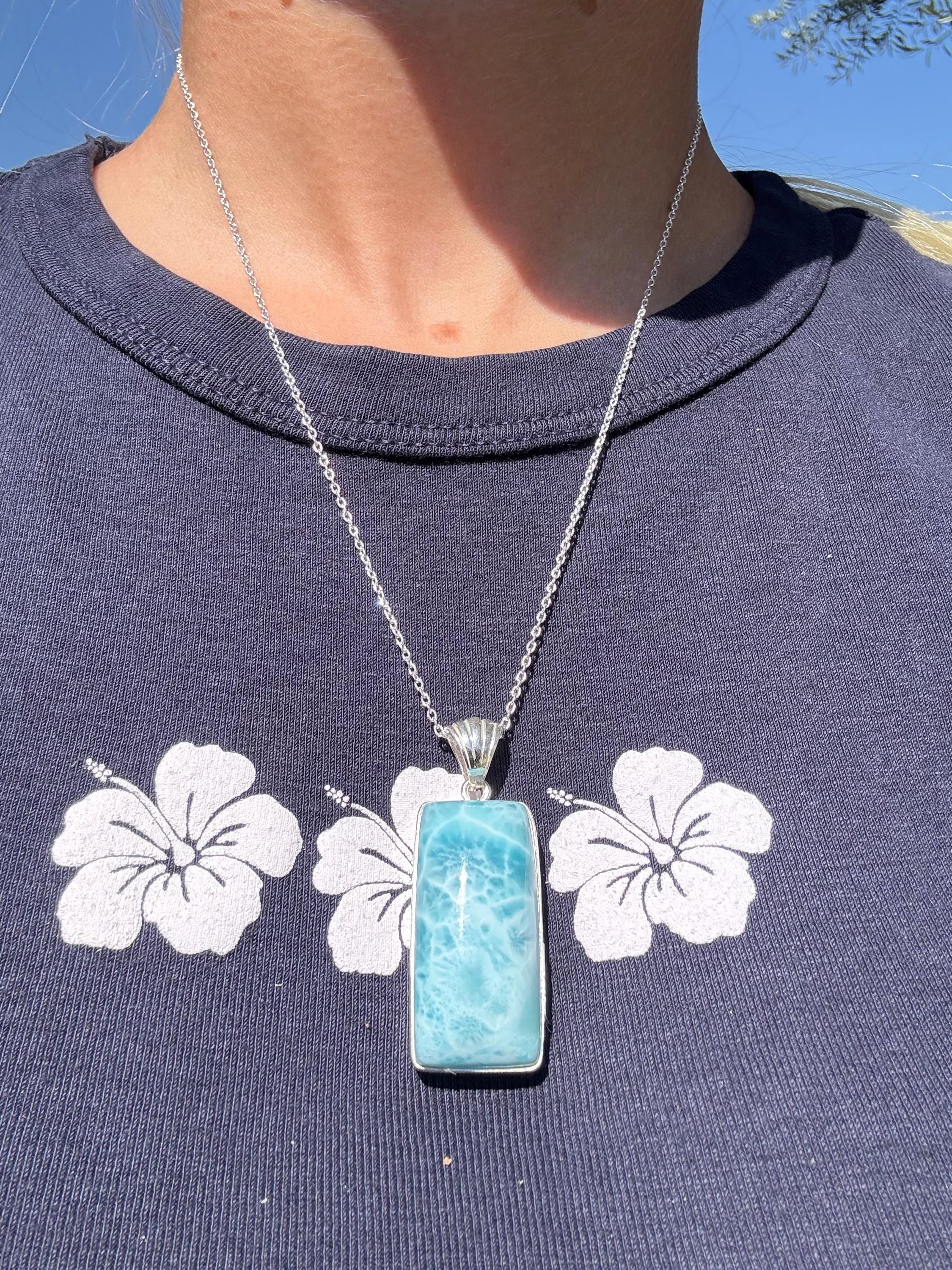 ラリマー長方形ペンダント - Etsy 日本