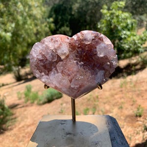 Lavender Pink Amethyst Druzy Heart on Stand