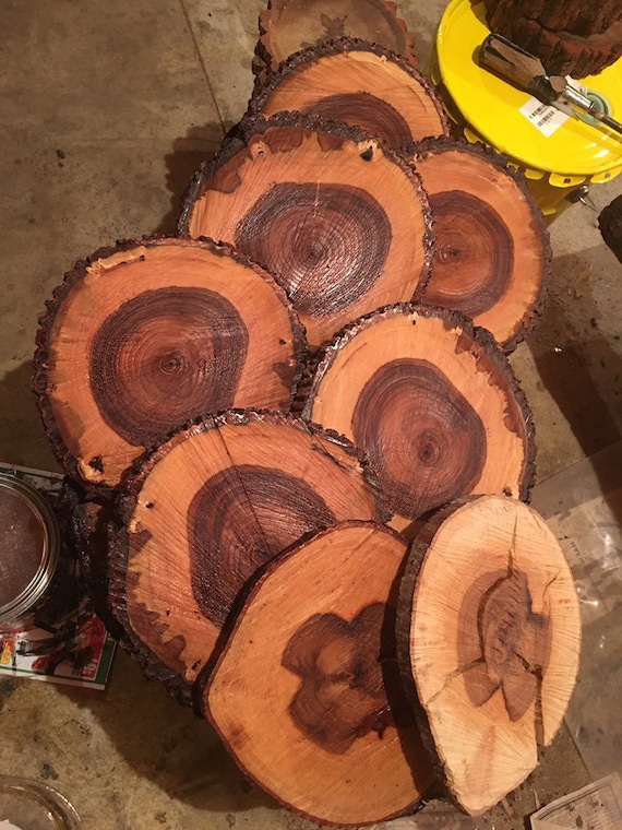 Wood centerpieces from 4" to 8",  SET OF 10 PIECES - sanded, finished and sealed