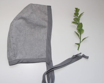 Linen Baby Bonnet| Reversible Bonnet | Toddler Bonnet | Grey Bonnet | Navy Bonnet | Baby Hat | Modern Bonnet