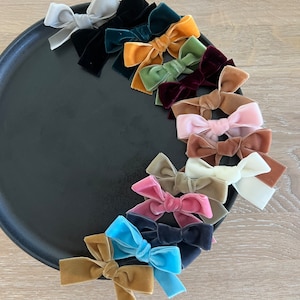 Velvet Bows Headbands Girl Clips School Girl Bows Fall Winter image 1