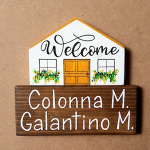 Dietroporta in legno ,Targa fuori porta, Targa nomi e cognomi , Targa porta personalizzabile in legno reciclato
