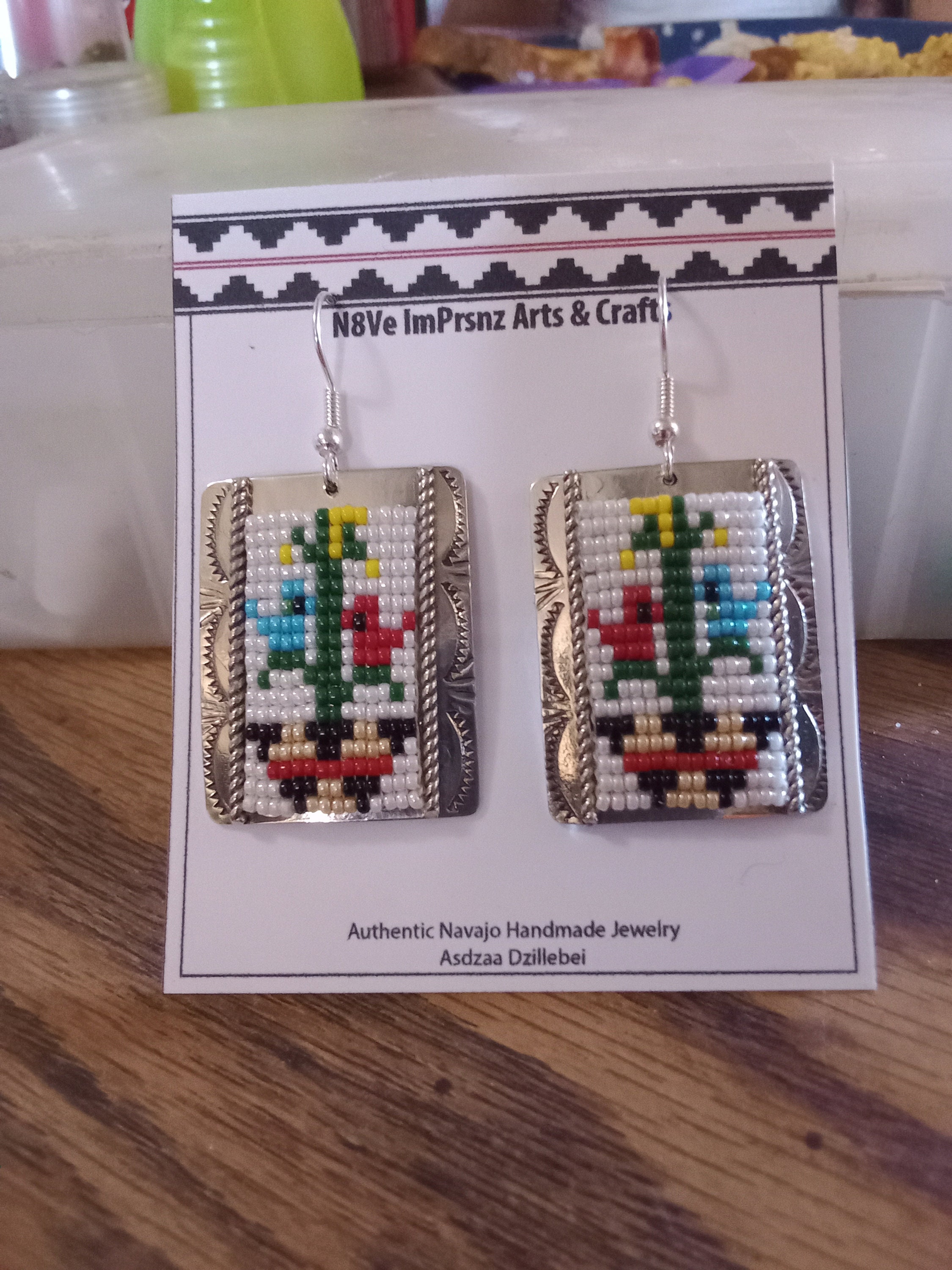 Navajo Sterling Silver & Turquoise Beaded Chain Dangle Earrings – Nizhoni  Traders LLC