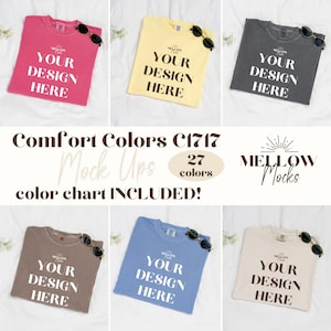 Comfort Colors 1717 Flatlay Mockup Bundle Real Photo T-shirt Mock Up, Printify Tee Mockups, Unisex Shirt Mocks, CC1717 Shirt Mock Up Bundle