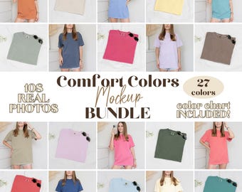 Comfort Colors 1717 Mockup Bundle Real Photo T-shirt Mock Up, Modeling Mockup CC1717 Tee Mockups, Minimal Background High Resolution Mockups