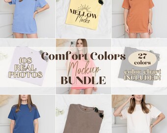 Comfort Colors 1717 Mockup Bundle Real Photo T-shirt Mock Up, Modeling Mockup CC1717 Tee Mockups, Minimal Background High Resolution Mockups