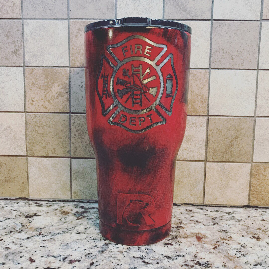 Distress Powder Coated Firefighter Tumbler