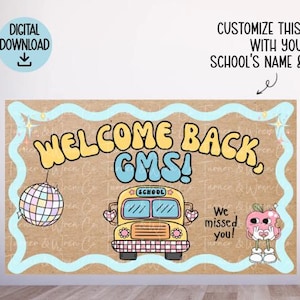 Painted Banner Template, Custom Banner, Back to School Banner, Banner Mockup, Digital Download, Back to School Painted Banner, Canva