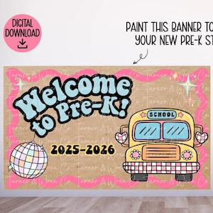 Welcome to Pre-K, Painted Banner Template, Back to School Banner, Banner Mockup, Back to School Painted Banner, Canva, Pre-K Banner