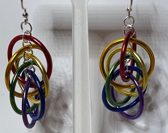 Rainbow Chainmaille Hoop Earrings