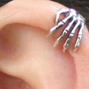 Skeleton Finger Hand Ear Cuffs  Earrings - Unisex & No Piercing Required.