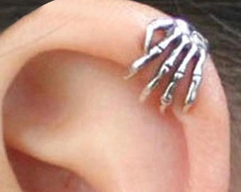 Skeleton Finger Hand Ear Cuffs  Earrings - Unisex & No Piercing Required.