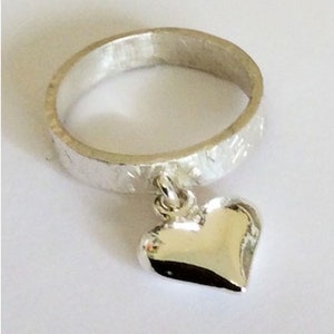 Handmade Sterling Silver Heart Charm Ring