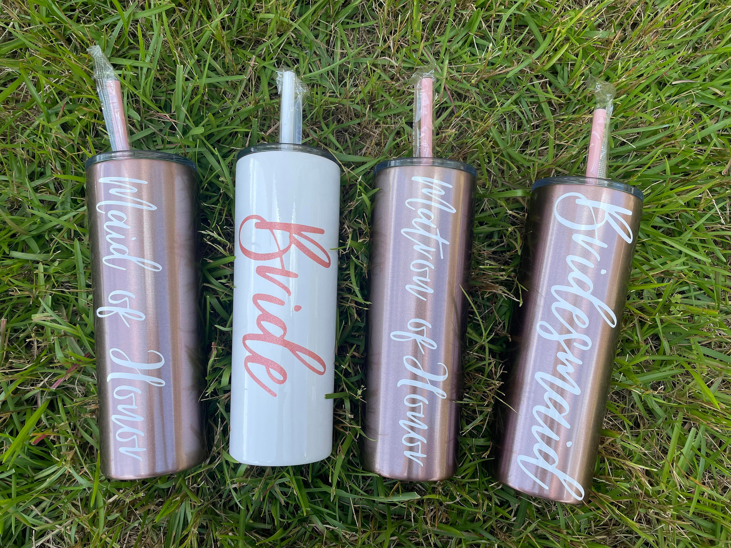 SET OF FOUR Bridal Tumblers Bride Tumbler Bridesmaid Etsy
